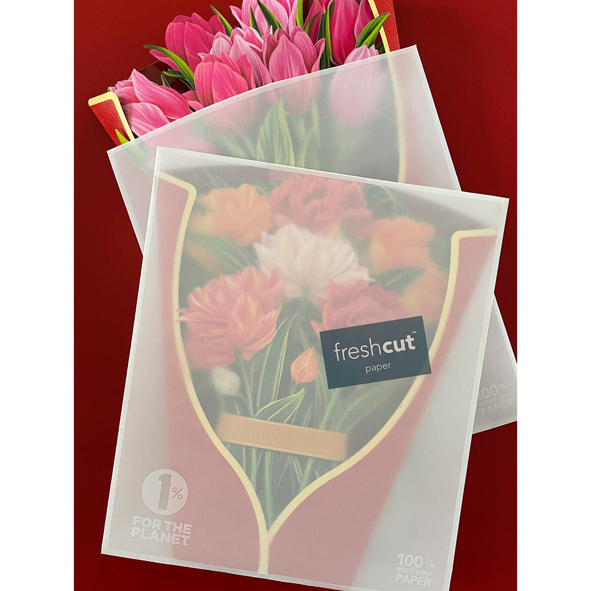 Pink Tulips Pop-Up Notecard
