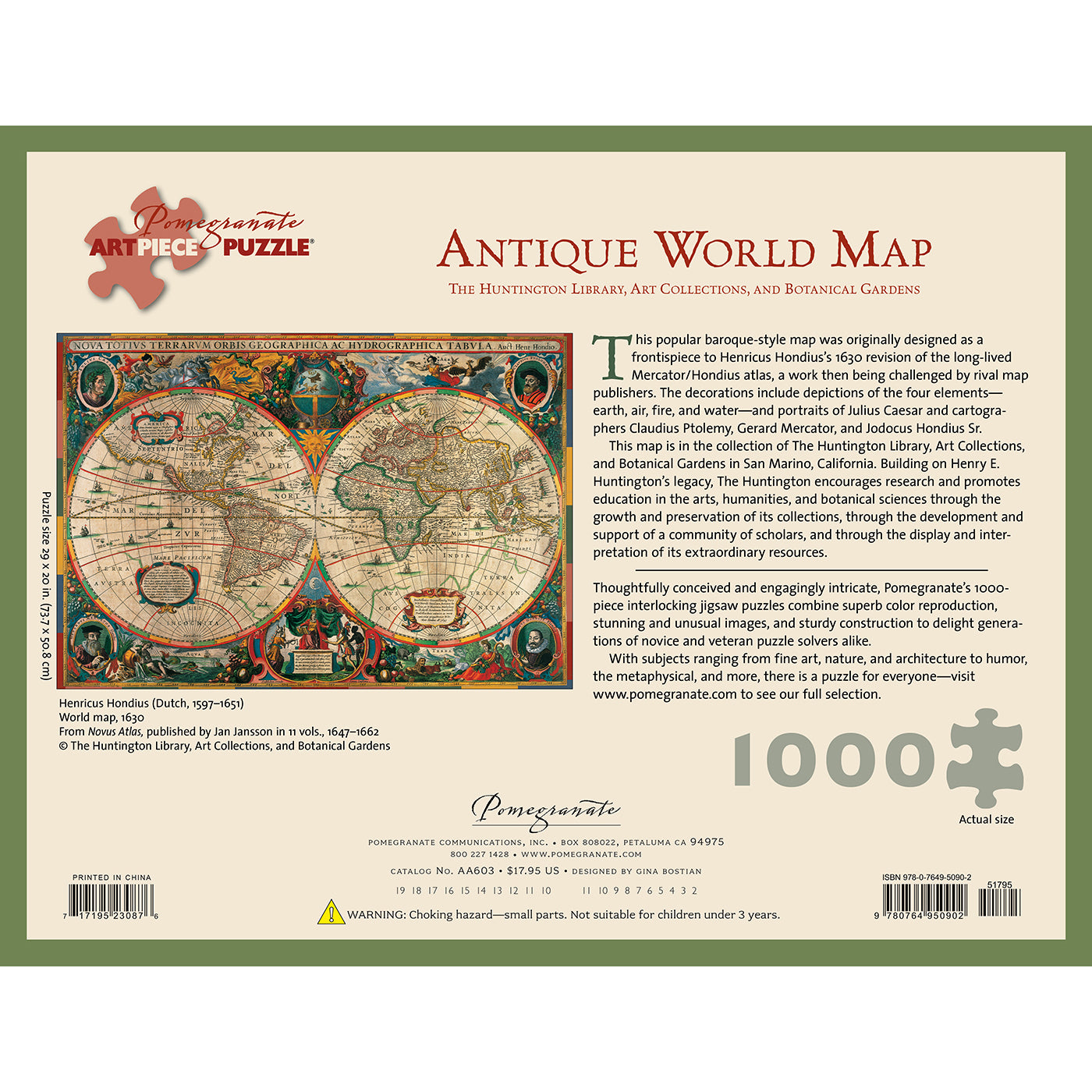 Antique World Map Puzzle- 1000 Pieces | Getty Store