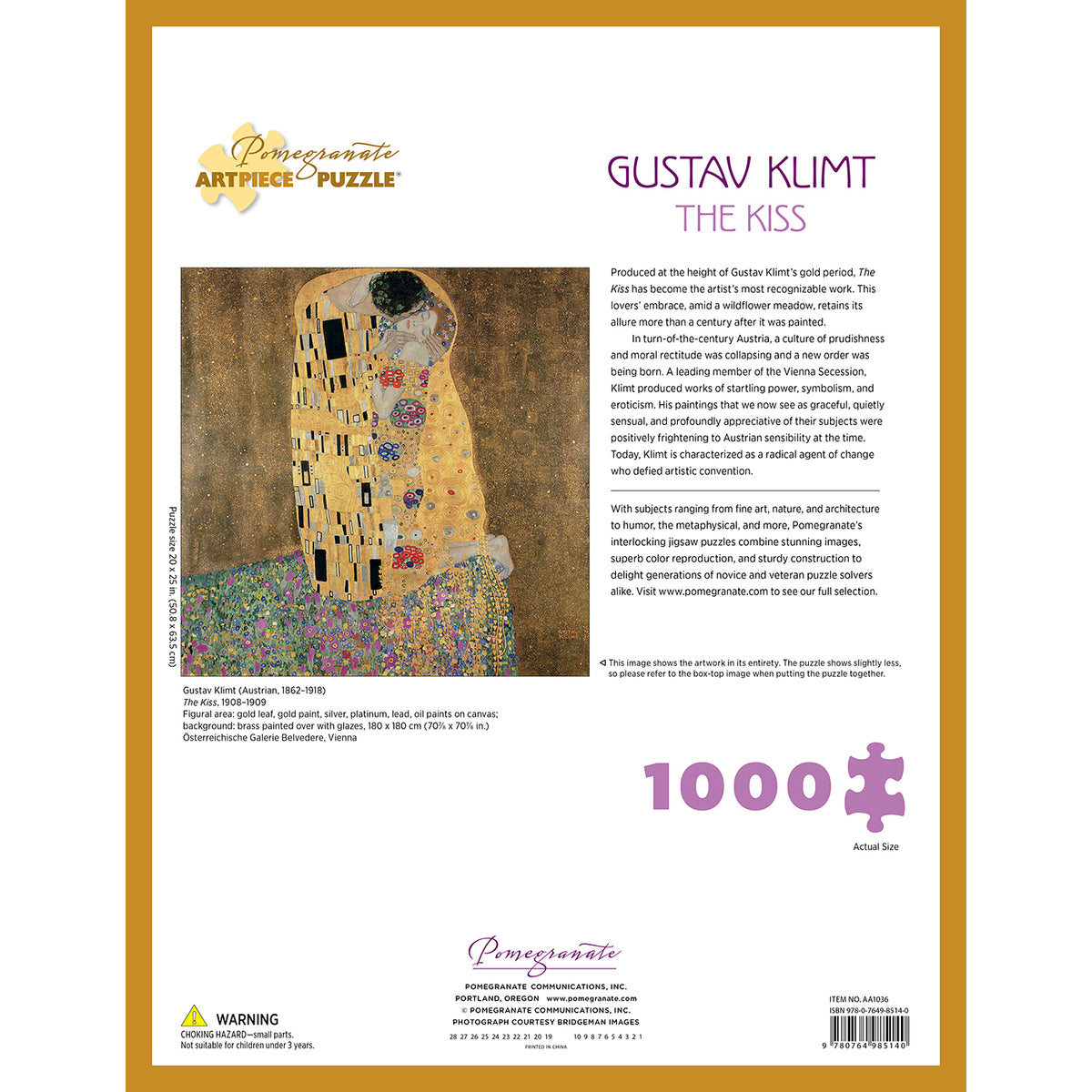 Gustav Klimt- The Kiss Puzzle- 1,000 Pieces | Getty Store