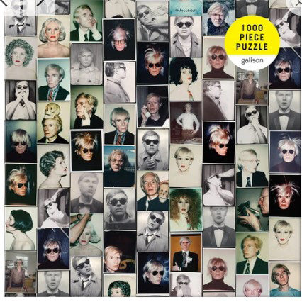 A 1000-piece jigsaw puzzle featuring a collage of Andy Warhol's self-portrait photographs.