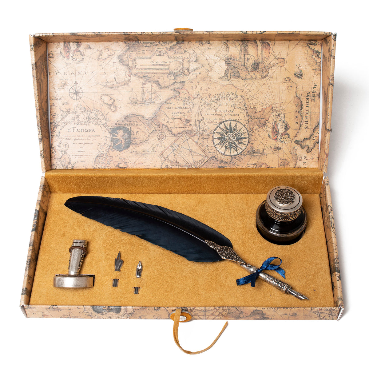 Calligraphy Set with Feather Pen and Ink Well