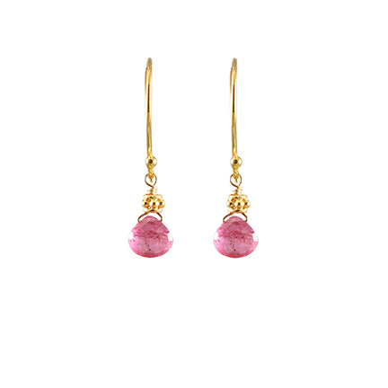 Tiny Pink Tourmaline Drop Earrings