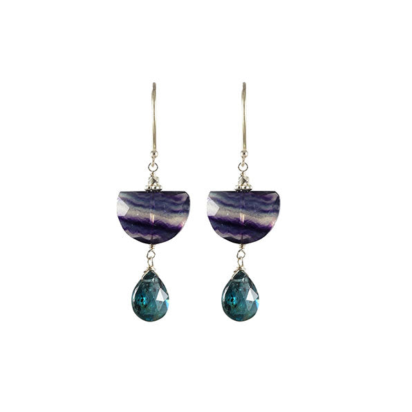 Fluorite & Kyanite Half Moon Earrings - Getty Museum Store