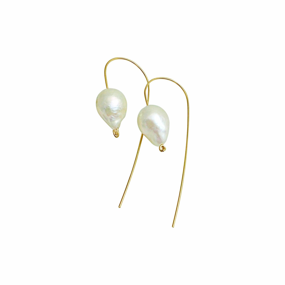 Baroque Pearl Long Wire  Earrings