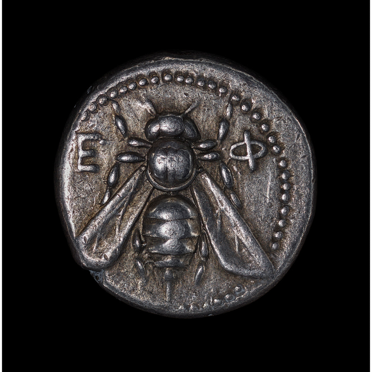 Glass Coin of Ephesos Motif Double Drop Earrings