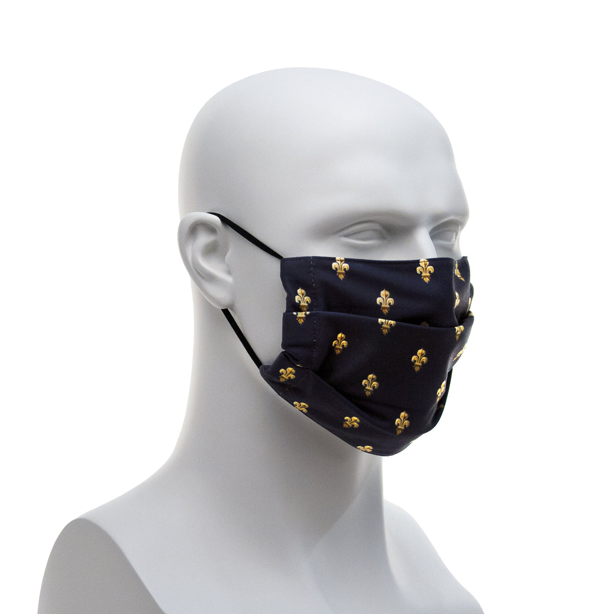Cloth Face Covering - Navy Blue Fleur-de-lis Pattern