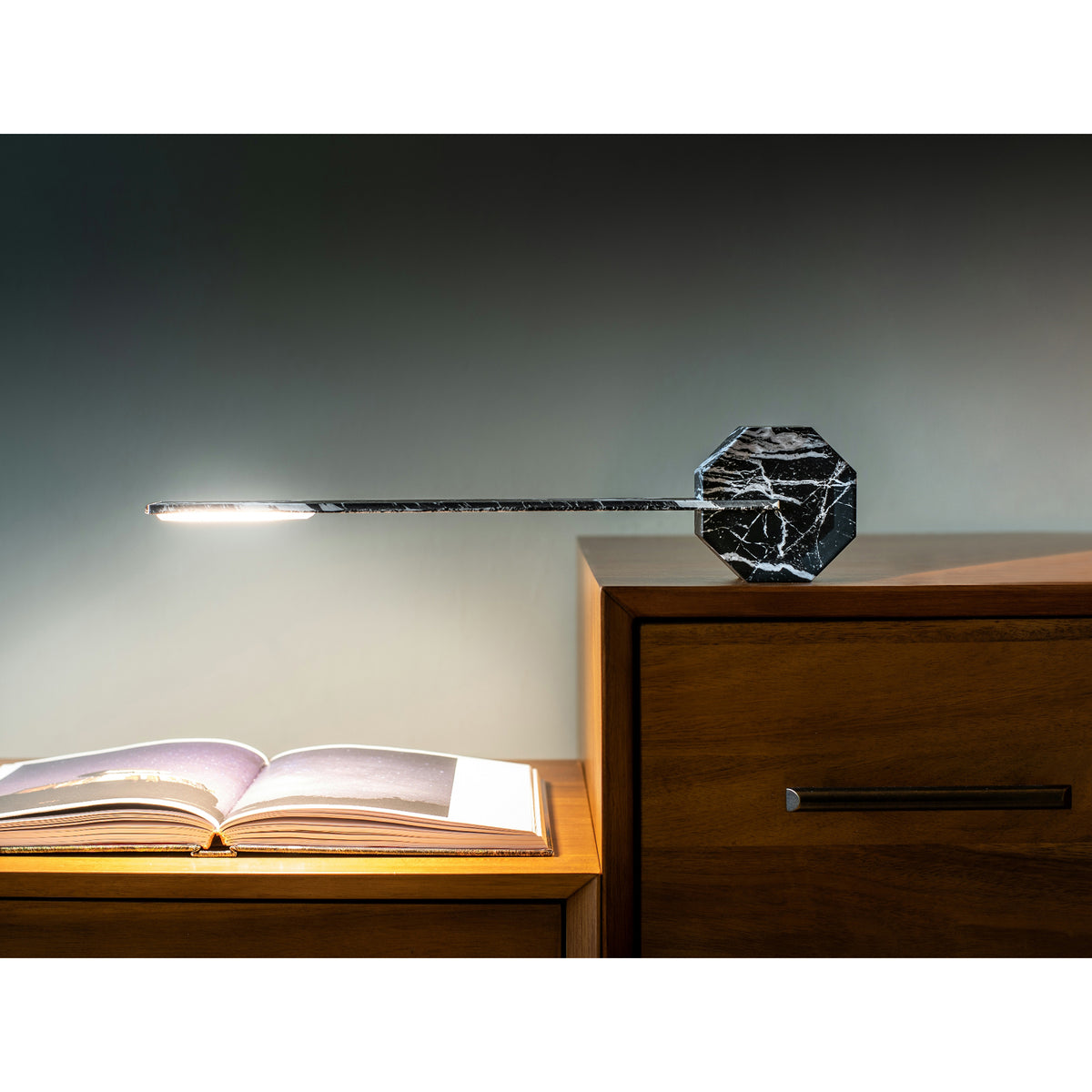 Octagon One Desk Light - Black Marble