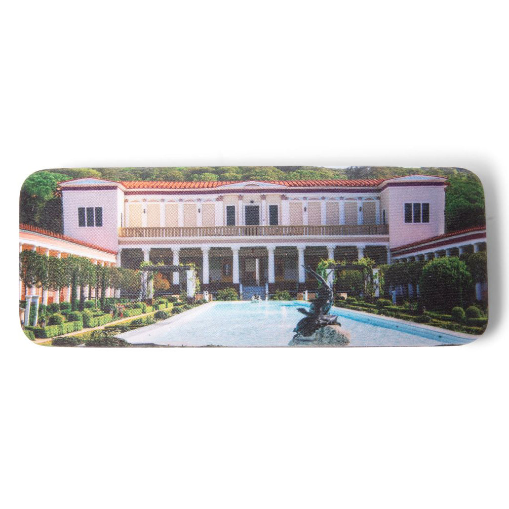 Eyeglass case and lens cloth with the Getty Villa Museum design.