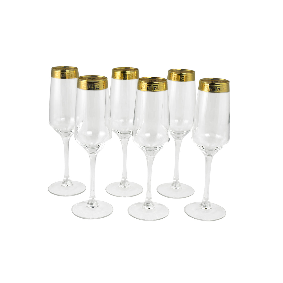 Champagne Flute - Greek Key Design