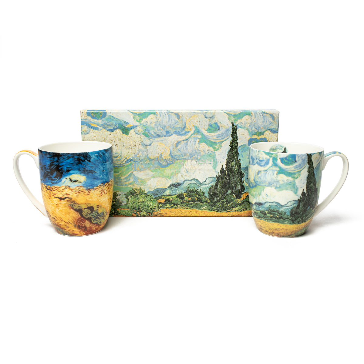 Pair of Fine Bone China Mugs featuring Van Gogh&#39;s Wheatfields with Gift Box | Getty Store