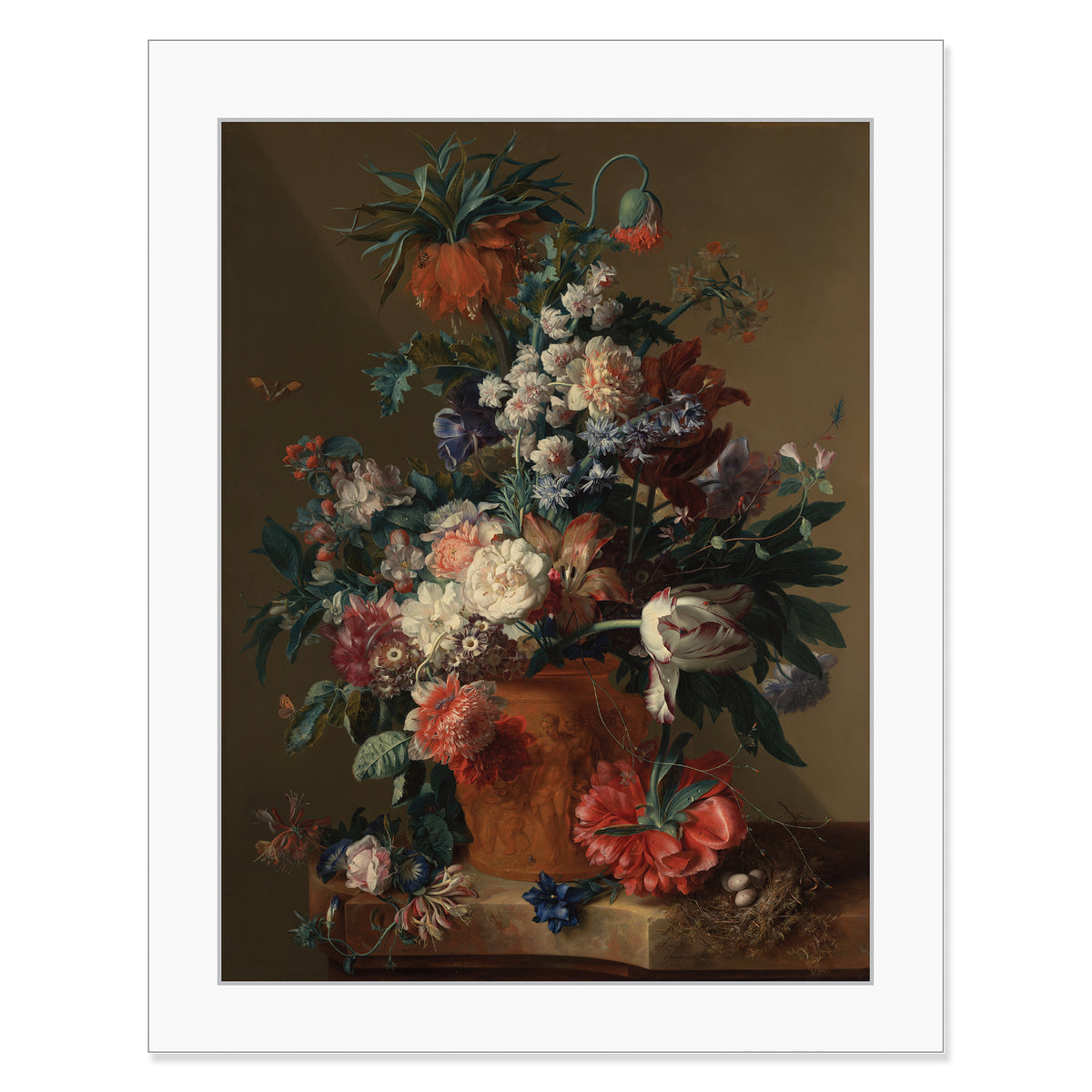Van Huysum- Vase of Flowers-11&quot;x14&quot; Matted Print | Getty Store