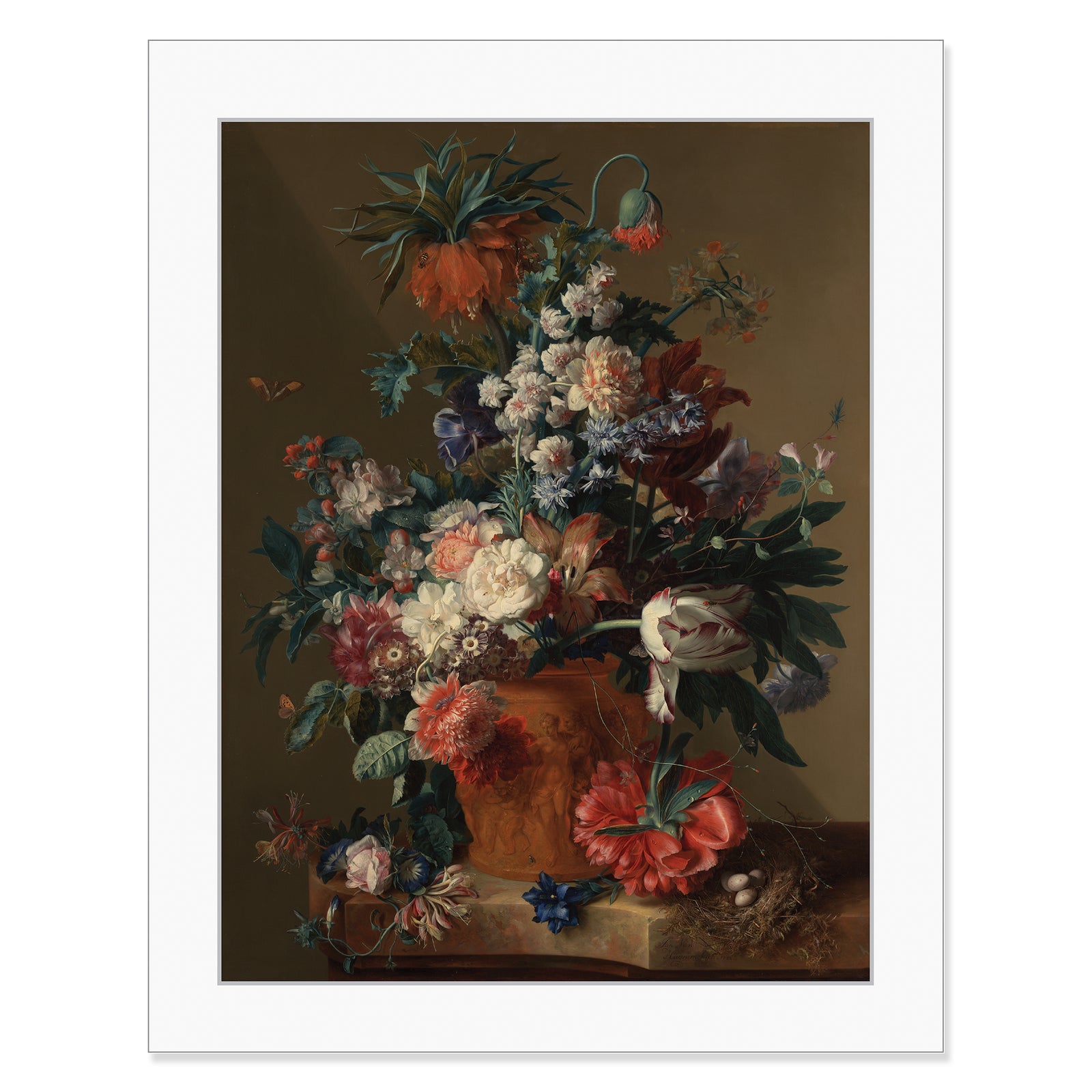Van Huysum- Vase of Flowers-11"x14" Matted Print | Getty Store