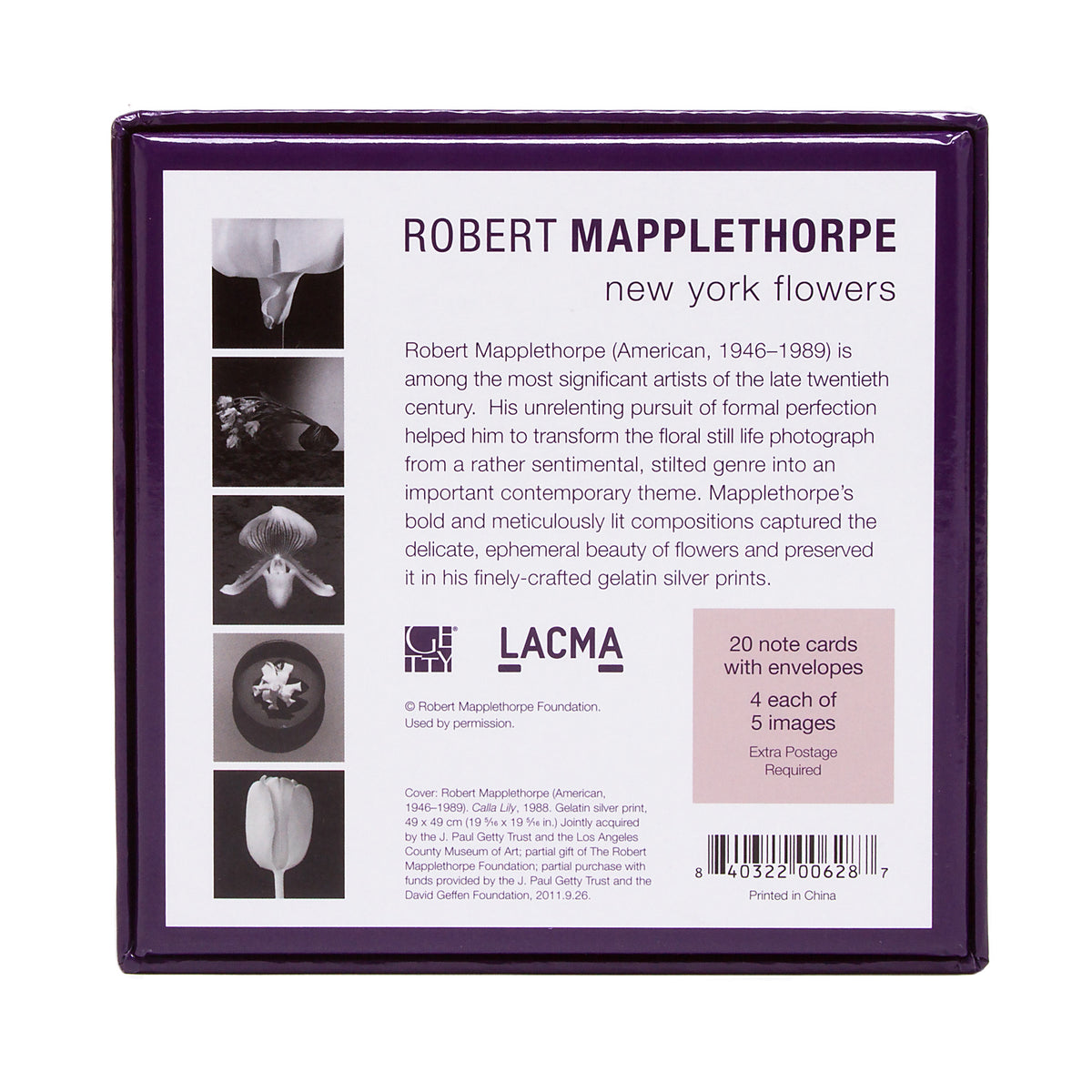 Robert Mapplethorpe New York Flowers Boxed Note Cards- Artist information on reverse of box | Getty Store