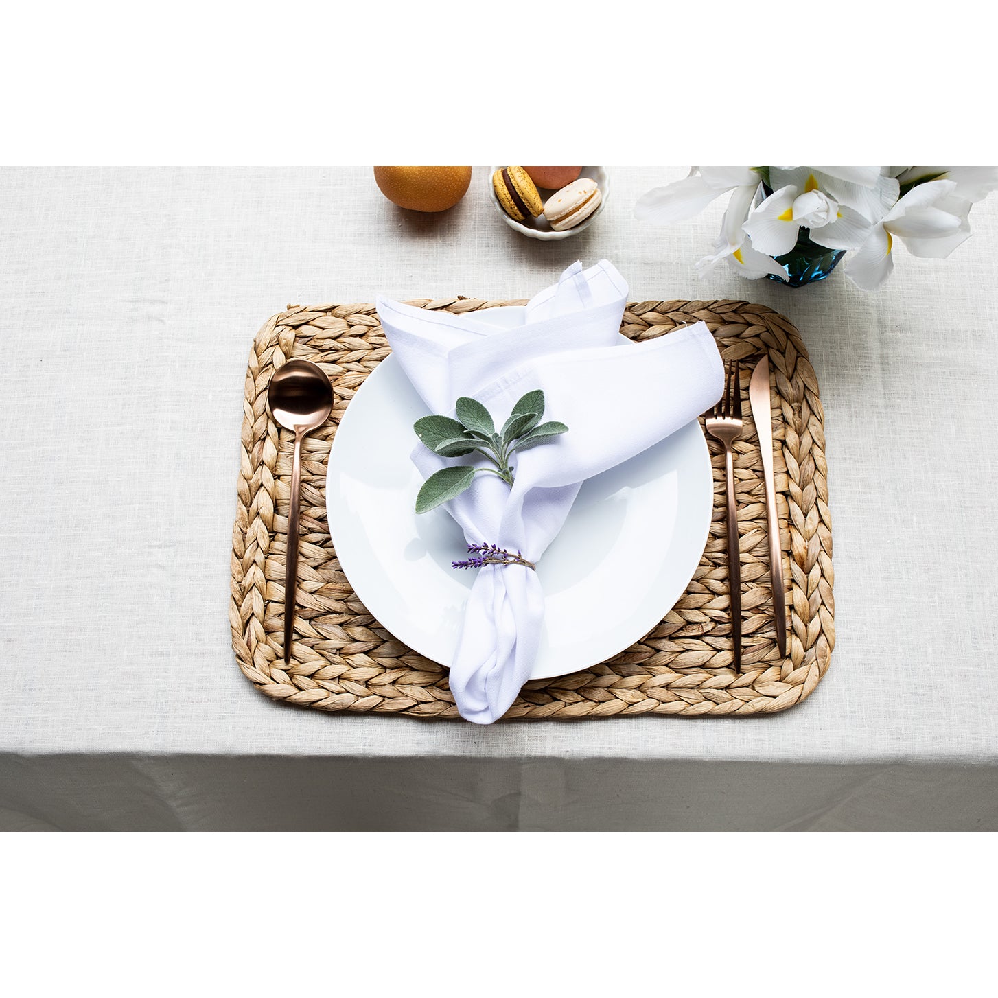 A bronze napkin ring intended to look like lavender plants