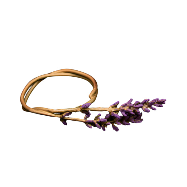 A bronze napkin ring intended to look like lavender plants