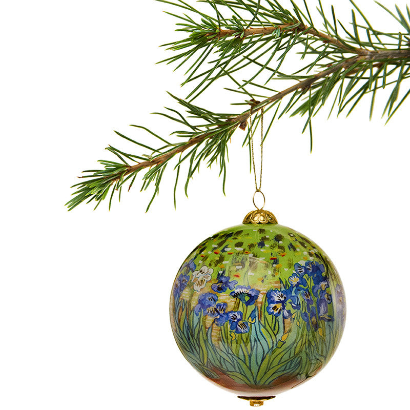 Irises Hand Painted Glass Ornament | Getty Store