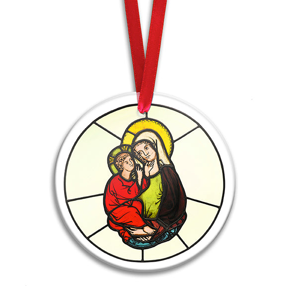The Virgin and Child Stained Glass Ornament