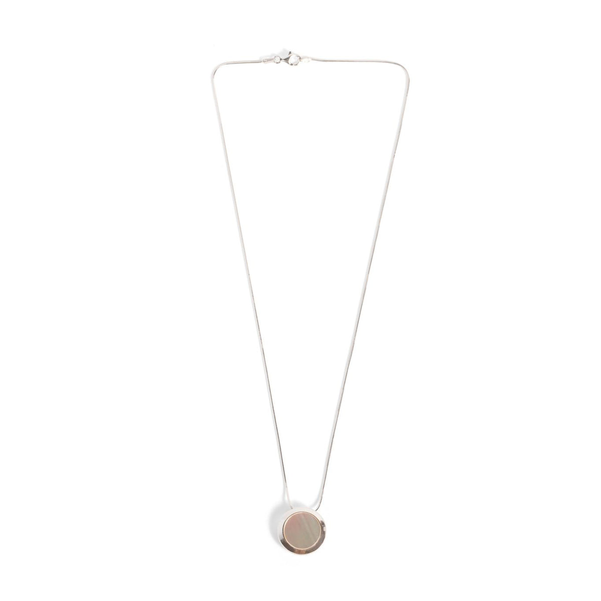 Mother-of-Pearl Round Tile Pendant Necklace