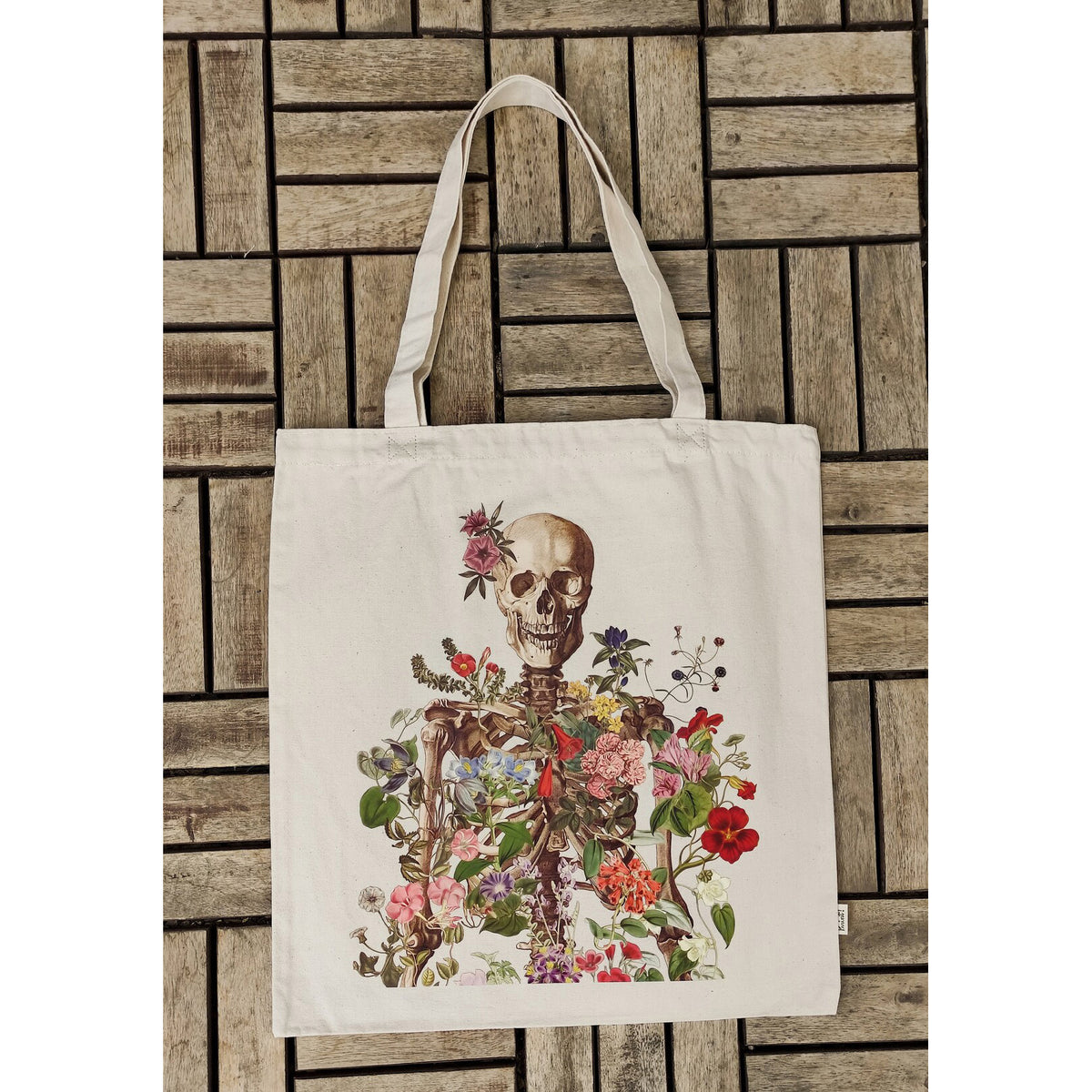 Floral Skeleton Tote Bag