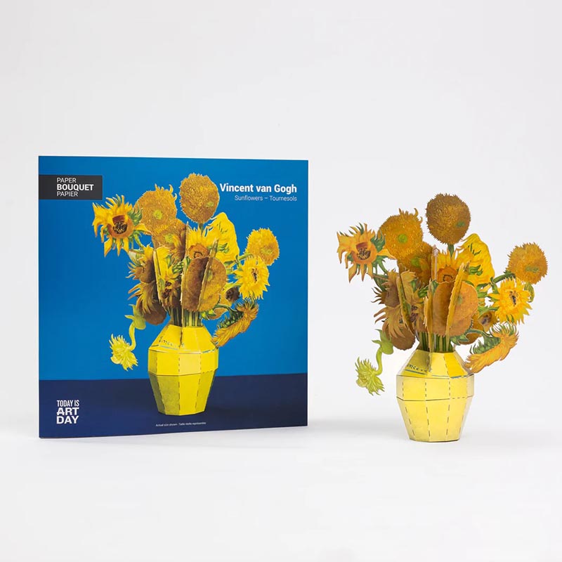 A pop-up bouquet inspired by Vincent van Gogh's Sunflowers