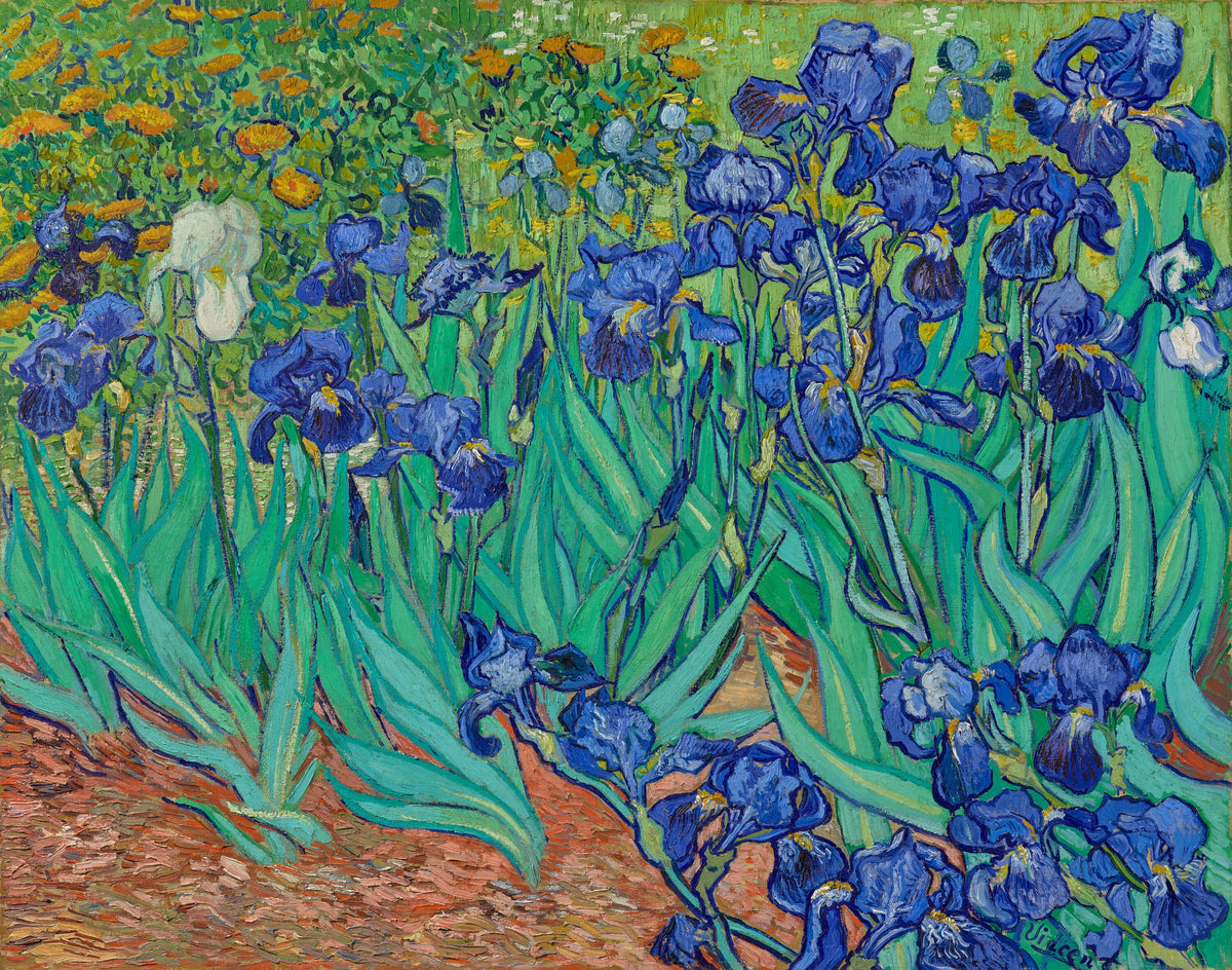 Van Gogh Irises Watch with Blue Steel Band