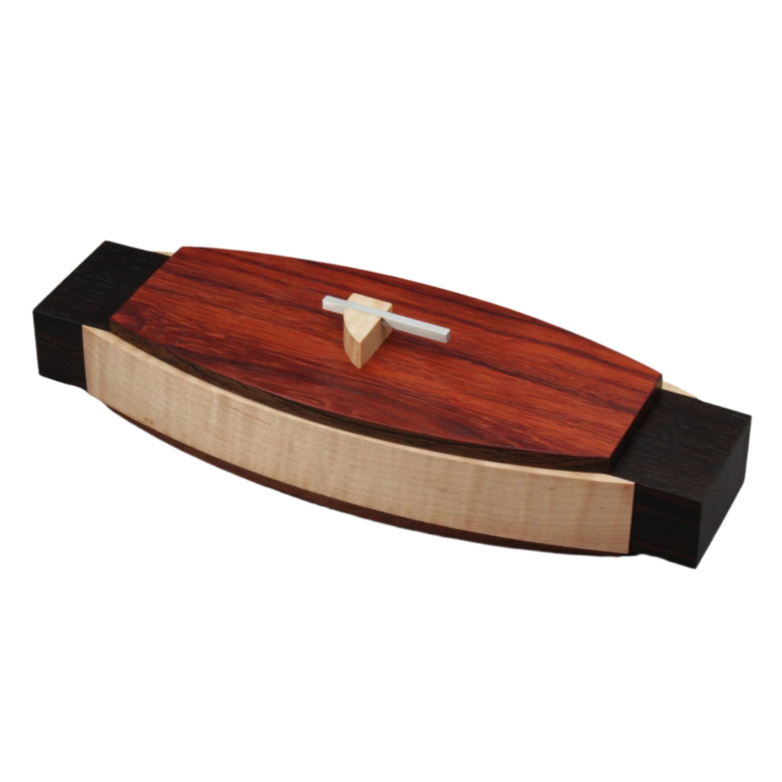 Exotic Woods Box- Padauk Oval with Aluminum Handle | Getty Store