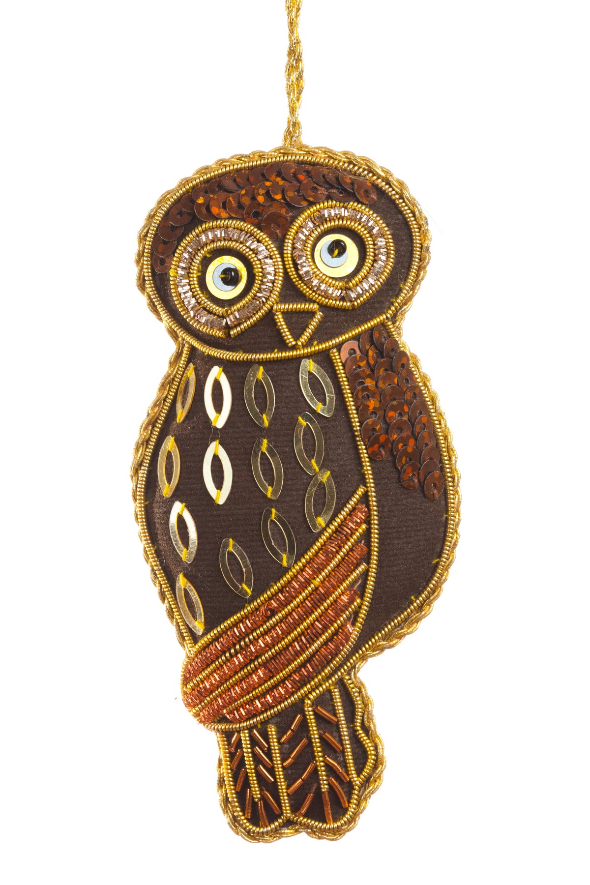 Brown Owl Felt Embroidered Ornament