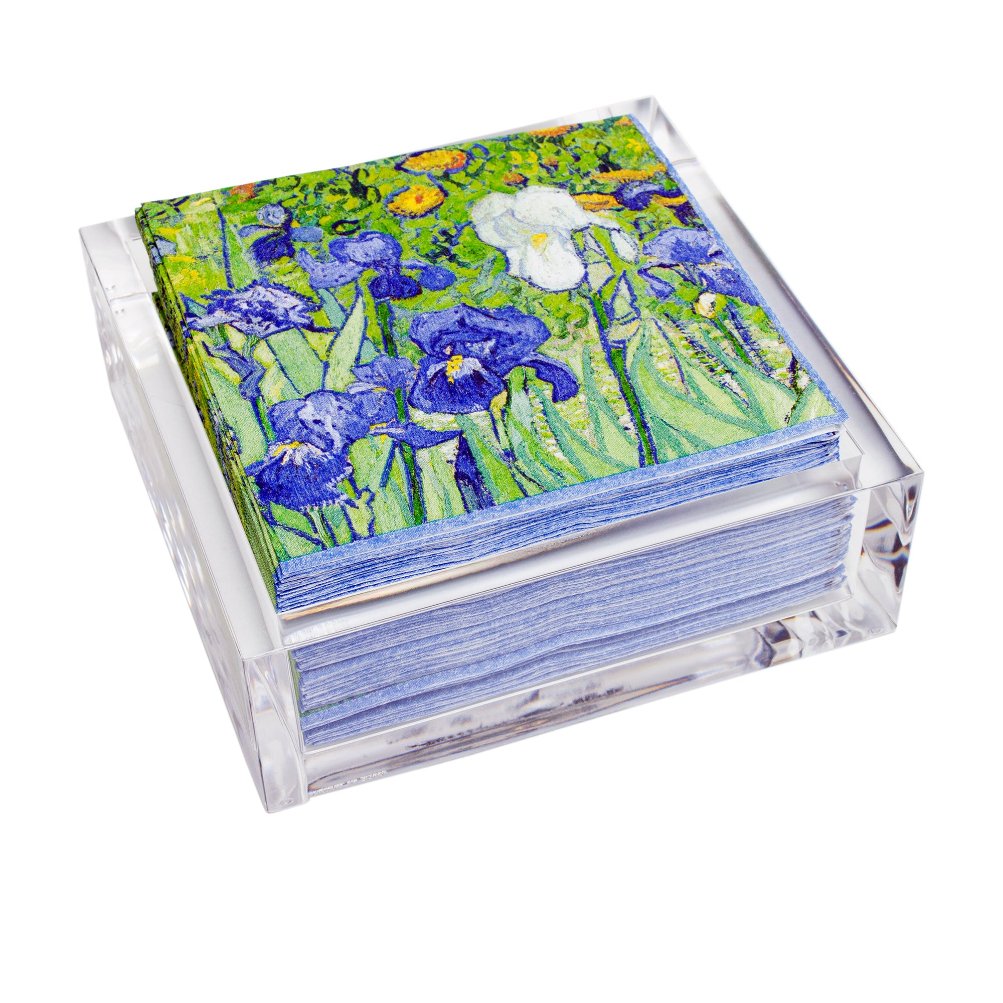 Van Gogh Irises Paper Cocktail Napkins in Acrylic Holder | Getty Store