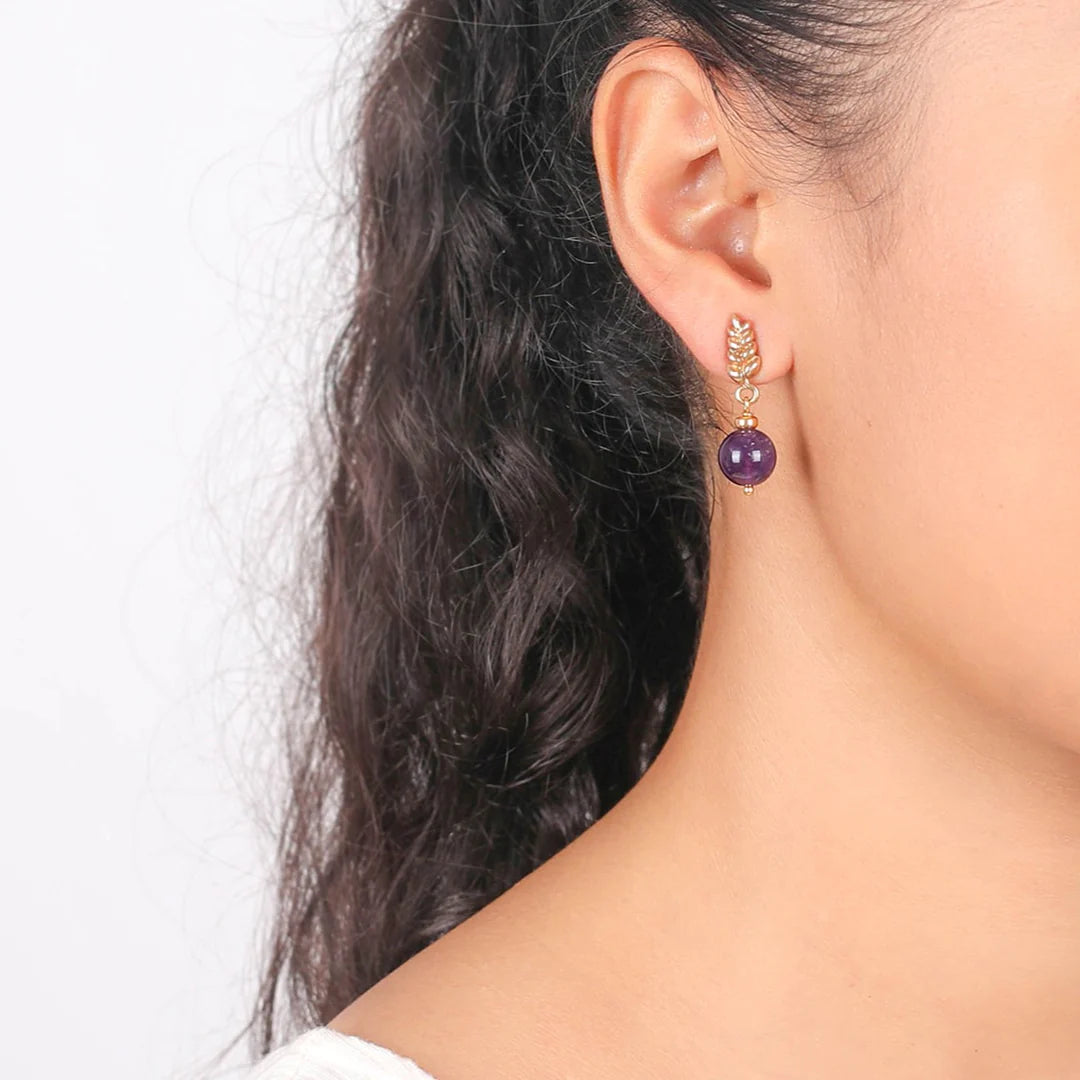 Amethyst Wheat Post Earrings