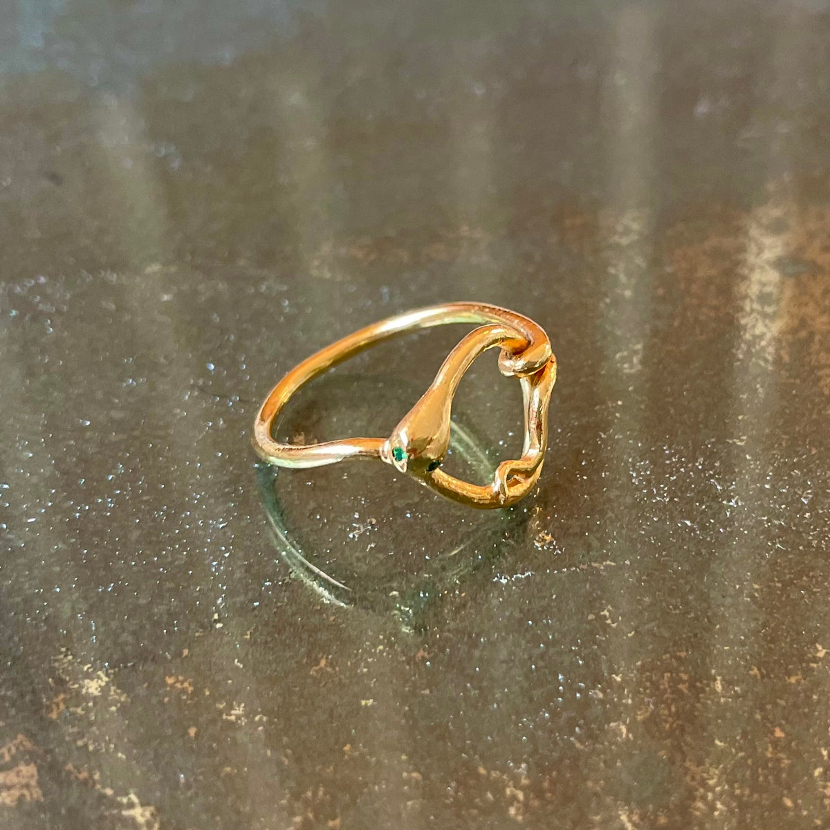 Snake Garnet Ring - Gold Plated