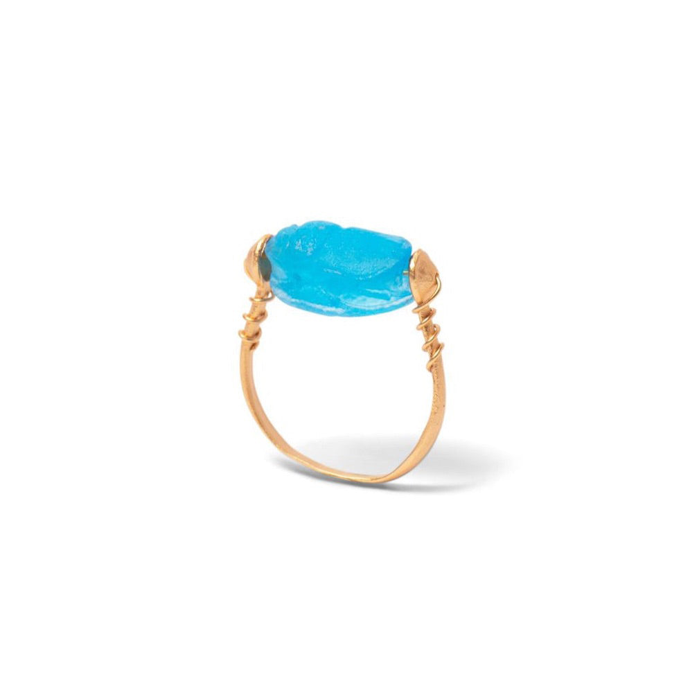 Glass Scarab Swivel Ring
