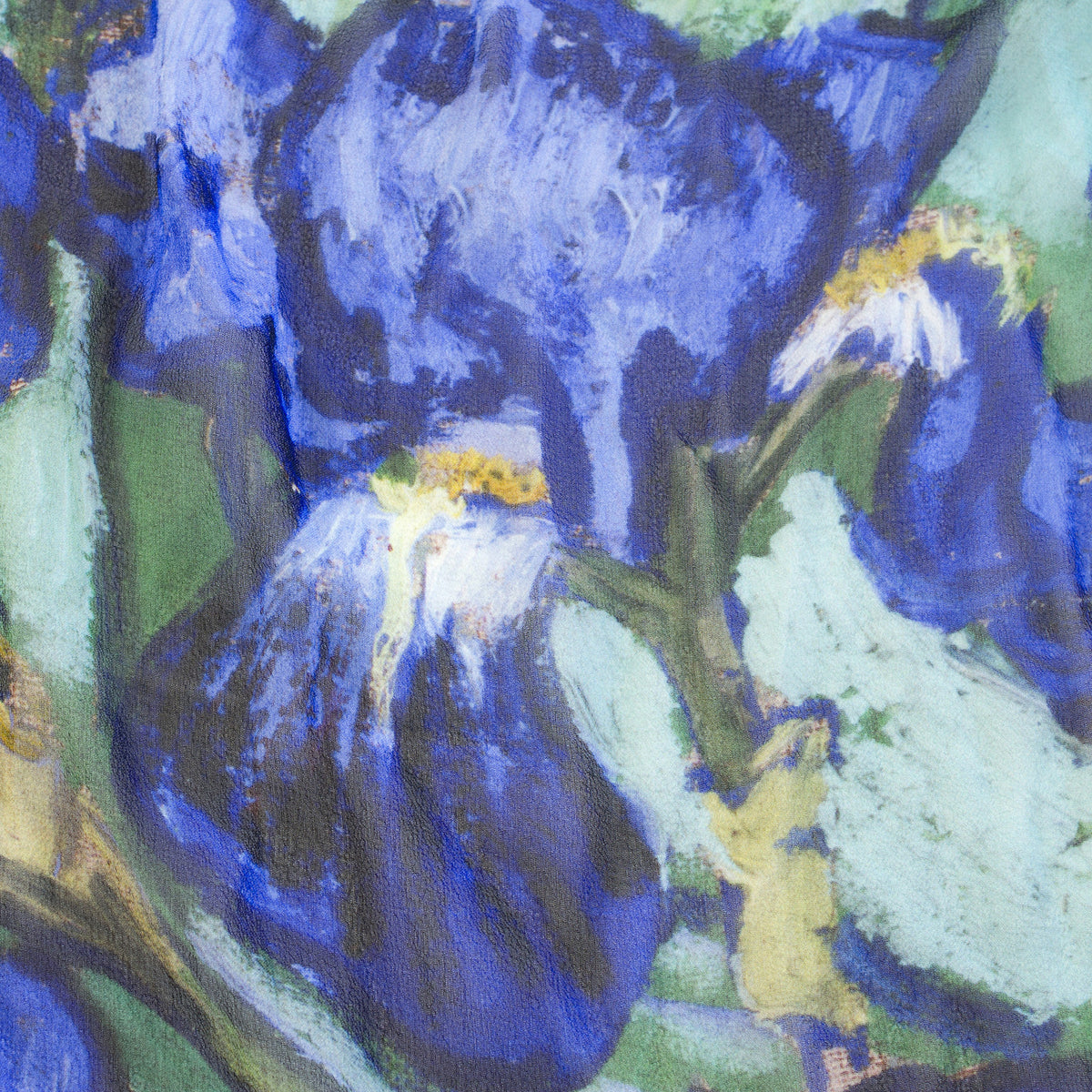 Detail of Irises Silk Scarf showing Iris design | Getty Store